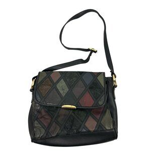 Vintage Cabin Creek Multicolor Patchwork Crossbody Bag Genuine Leather Womens